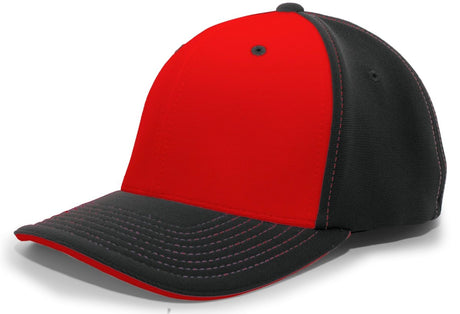 Pacific Headwear M2 Performance PacFlex Contrast Cap 398F CARDINAL/BLACK/BLACK S/M