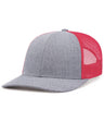 Pacific Headwear Melange Heather Low - Profile Trucker 210C GREY HEATHER/RED/GREY HEATHER OS