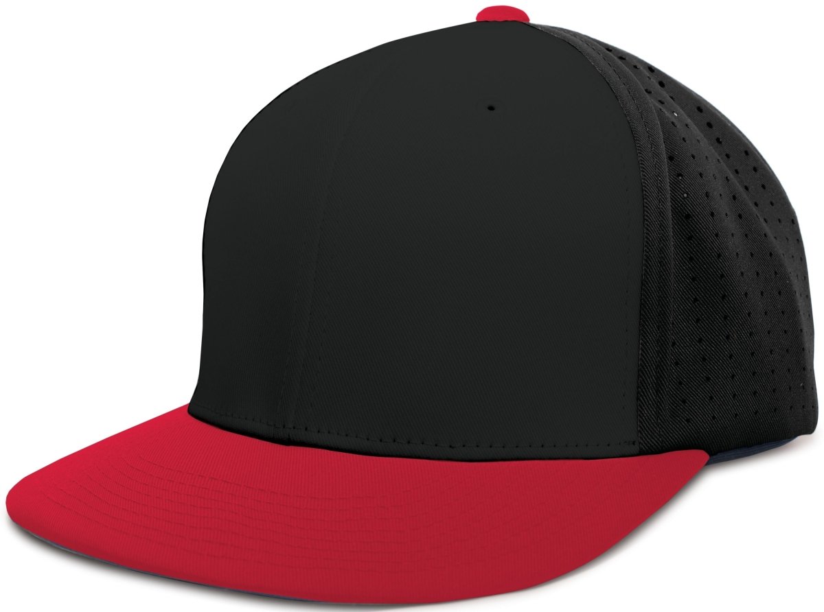 Pacific Headwear Perforated F3 Performance Flexfit® Cap - Pacific Headwear ES474 BLACK/RED S/M
