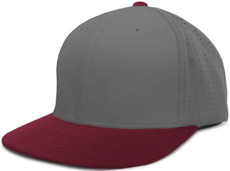 Pacific Headwear Perforated F3 Performance Flexfit® Cap - Pacific Headwear ES474 GRAPHITE/MAROON S/M