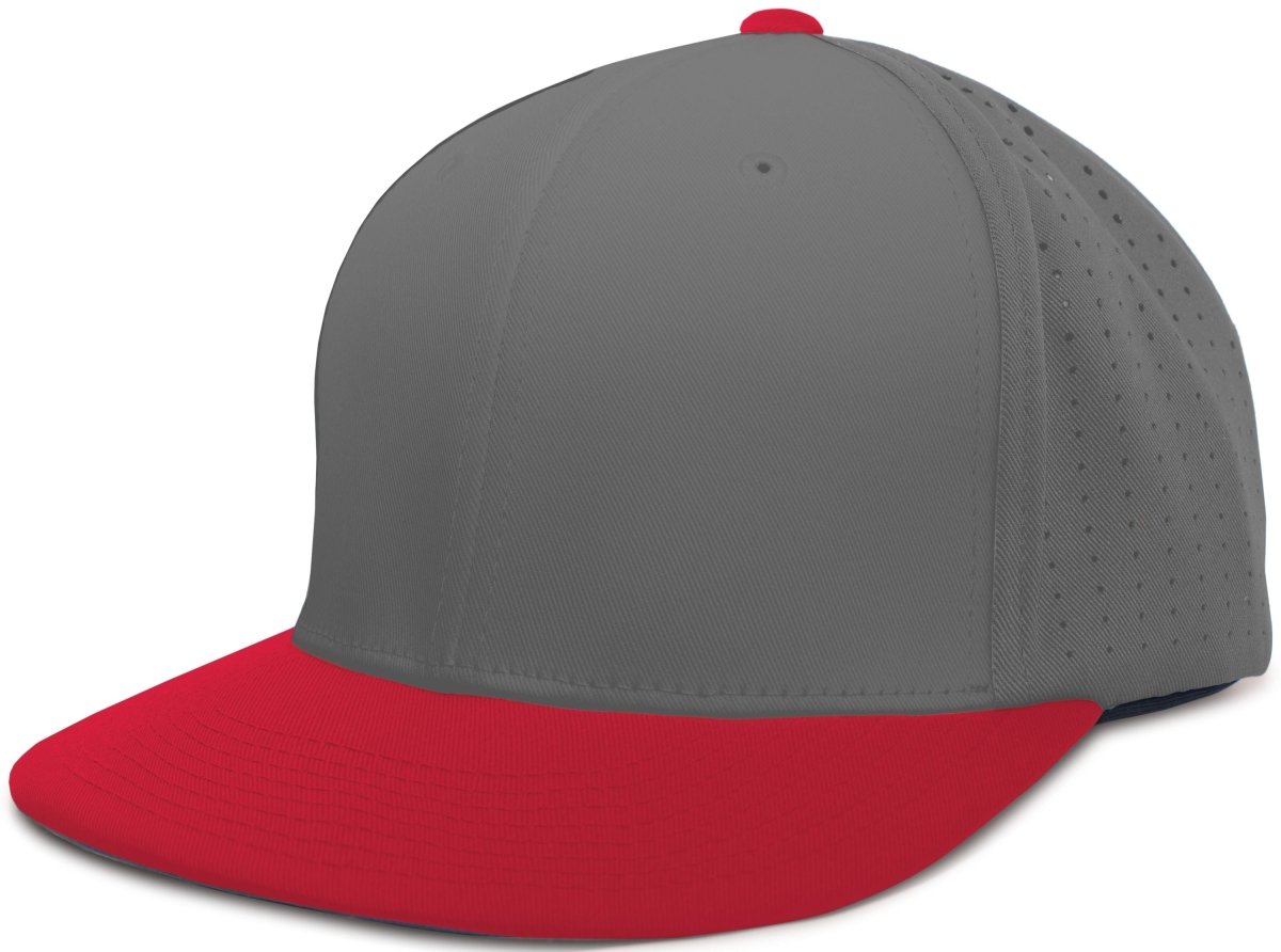 Pacific Headwear Perforated F3 Performance Flexfit® Cap - Pacific Headwear ES474 GRAPHITE/RED S/M