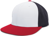 Pacific Headwear Perforated F3 Performance Flexfit® Cap - Pacific Headwear ES474 WHITE/NAVY/RED S/M