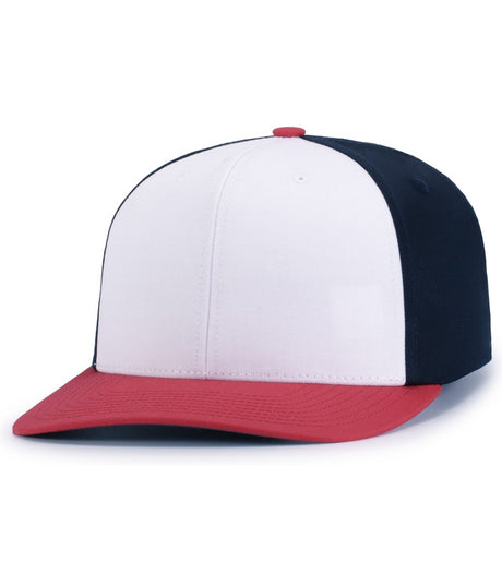 Pacific Headwear POLY/COTTON SNAPBACK CAP - Pacific Headwear P322 WHITE/NAVY/RED YTH