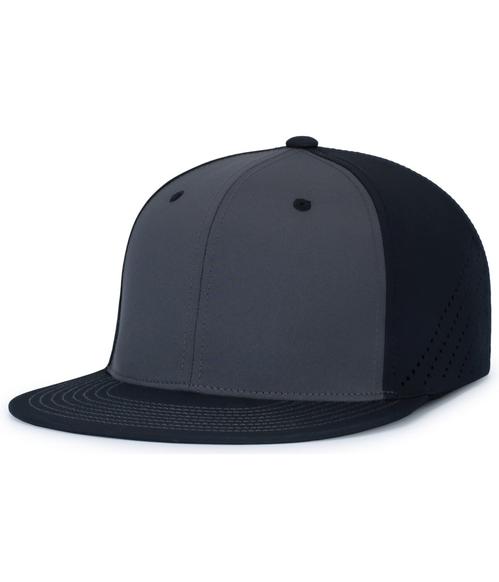 Pacific Headwear Premium Lightweight Perforated PacFlex Cap Powered by Coolcore® - Pacific Headwear ES471 GRAPHITE/BLACK/BLACK S/M