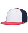 Pacific Headwear Premium Lightweight Perforated PacFlex Cap Powered by Coolcore® - Pacific Headwear ES471 WHITE/NAVY/RED S/M