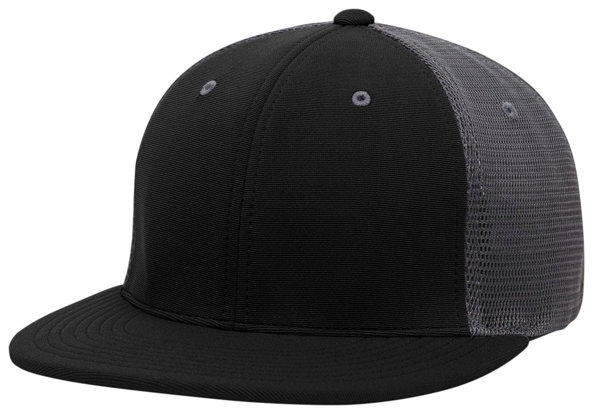 Pacific Headwear Premium M2 Performance Trucker Flexfit® Cap - Pacific Headwear ES341 BLACK/GRAPHITE/BLACK S/M