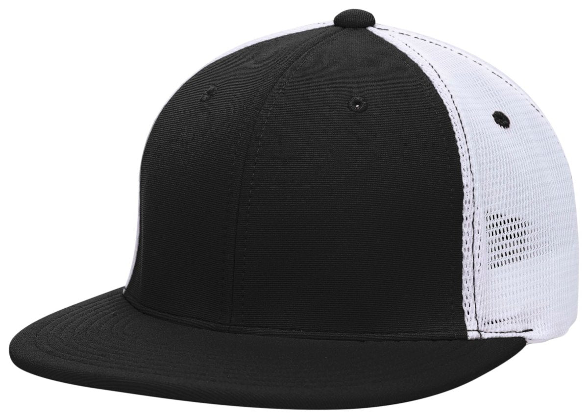 Pacific Headwear Premium M2 Performance Trucker Flexfit® Cap - Pacific Headwear ES341 BLACK/WHITE/BLACK S/M