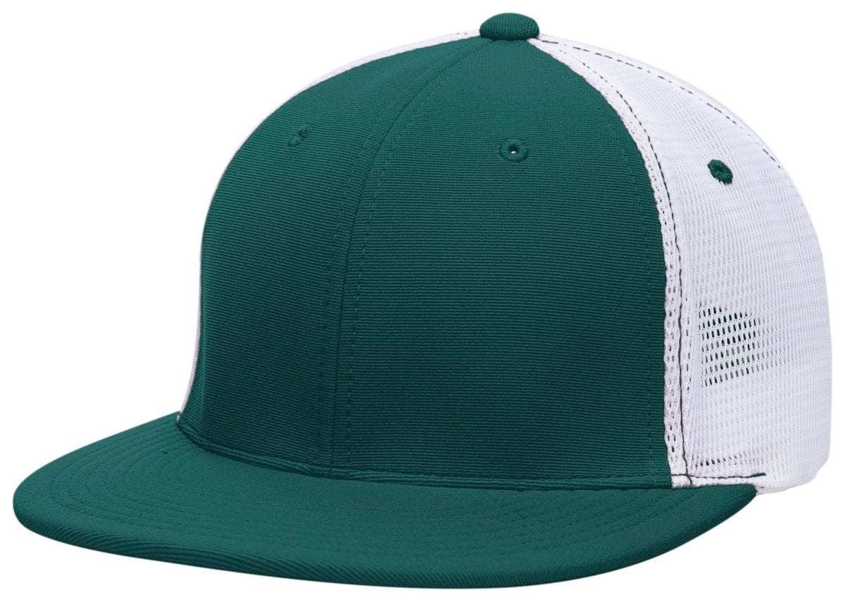 Pacific Headwear Premium M2 Performance Trucker Flexfit® Cap - Pacific Headwear ES341 DARK GREEN/WHITE/DARK GREEN S/M