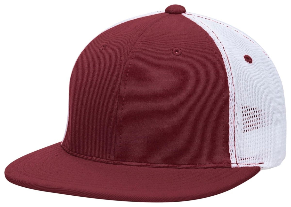 Pacific Headwear Premium M2 Performance Trucker Flexfit® Cap - Pacific Headwear ES341 MAROON/WHITE/MAROON S/M