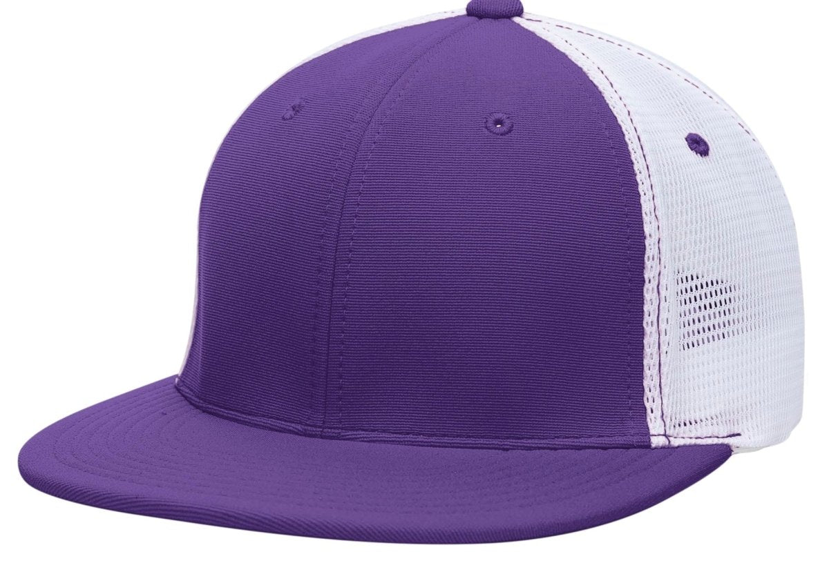 Pacific Headwear Premium M2 Performance Trucker Flexfit® Cap - Pacific Headwear ES341 PURPLE/WHITE/PURPLE S/M