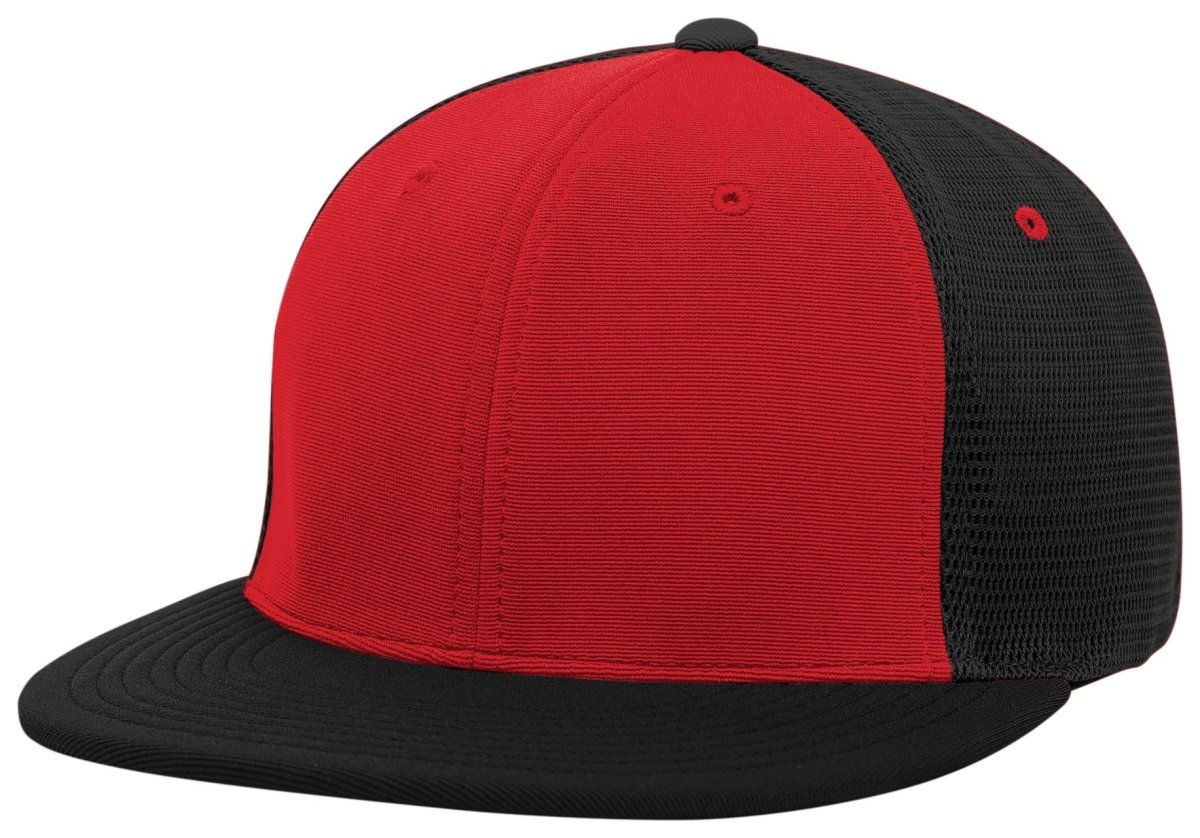 Pacific Headwear Premium M2 Performance Trucker Flexfit® Cap - Pacific Headwear ES341 RED/BLACK/BLACK S/M