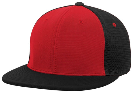 Pacific Headwear Premium M2 Performance Trucker Flexfit® Cap - Pacific Headwear ES341 RED/BLACK/BLACK S/M