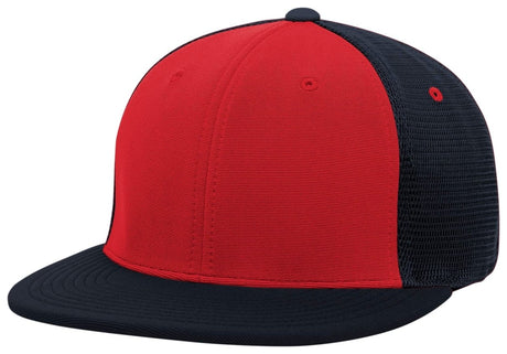 Pacific Headwear Premium M2 Performance Trucker Flexfit® Cap - Pacific Headwear ES341 RED/NAVY/NAVY S/M