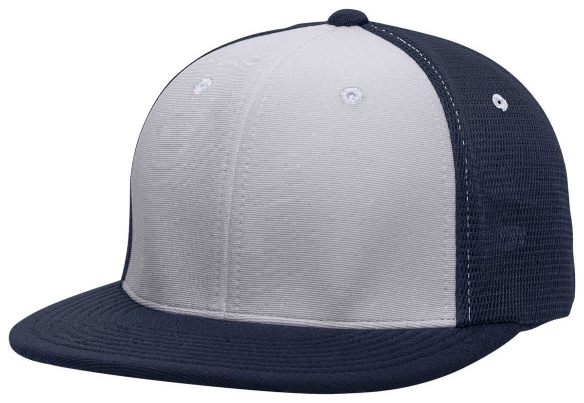 Pacific Headwear Premium M2 Performance Trucker Flexfit® Cap - Pacific Headwear ES341 SILVER/NAVY/NAVY S/M