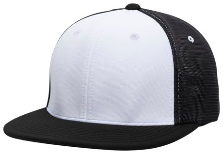 Pacific Headwear Premium M2 Performance Trucker Flexfit® Cap - Pacific Headwear ES341 WHITE/BLACK/BLACK S/M