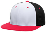 Pacific Headwear Premium M2 Performance Trucker Flexfit® Cap - Pacific Headwear ES341 WHITE/BLACK/RED S/M