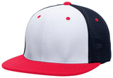 Pacific Headwear Premium M2 Performance Trucker Flexfit® Cap - Pacific Headwear ES341 WHITE/NAVY/RED S/M