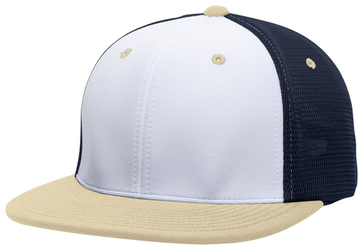 Pacific Headwear Premium M2 Performance Trucker Flexfit® Cap - Pacific Headwear ES341 WHITE/NAVY/VEGAS S/M