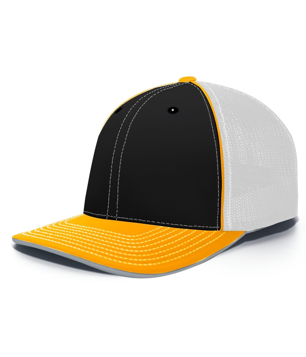 Pacific Headwear Trucker Flexfit® Cap 404F BLACK/WHITE/GOLD S/M