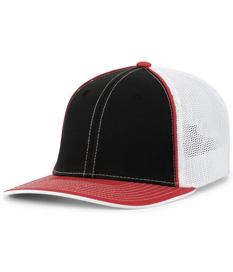 Pacific Headwear Trucker Flexfit® Cap 404F BLACK/WHITE/RED S/M