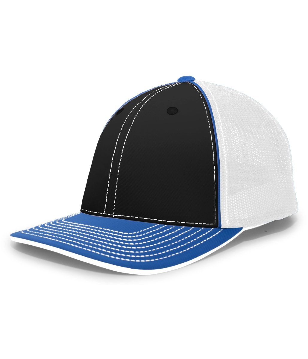 Pacific Headwear Trucker Flexfit® Cap 404F BLACK/WHITE/ROYAL S/M