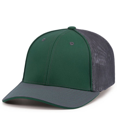 Pacific Headwear Trucker Flexfit® Cap 404F DARK GREEN/GRAPHITE/GRAPHITE S/M