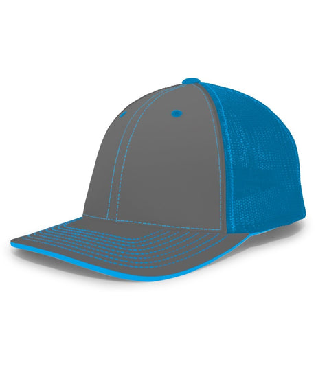 Pacific Headwear Trucker Flexfit® Cap 404F GRAPHITE/NEON BLUE/GRAPHITE S/M