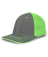 Pacific Headwear Trucker Flexfit® Cap 404F GRAPHITE/NEON GREEN/GRAPHITE S/M