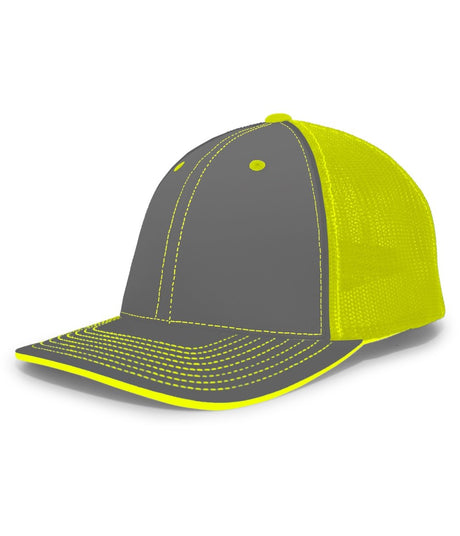 Pacific Headwear Trucker Flexfit® Cap 404F GRAPHITE/NEON YELLOW/GRAPHITE S/M