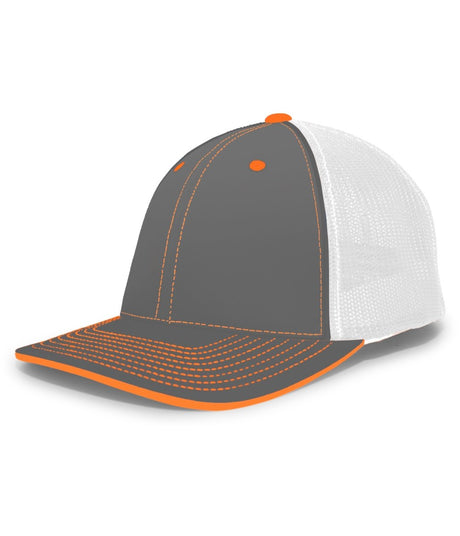 Pacific Headwear Trucker Flexfit® Cap 404F GRAPHITE/WHITE/NEON ORANGE S/M