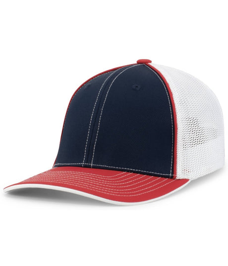 Pacific Headwear Trucker Flexfit® Cap 404F NAVY/WHITE/RED S/M