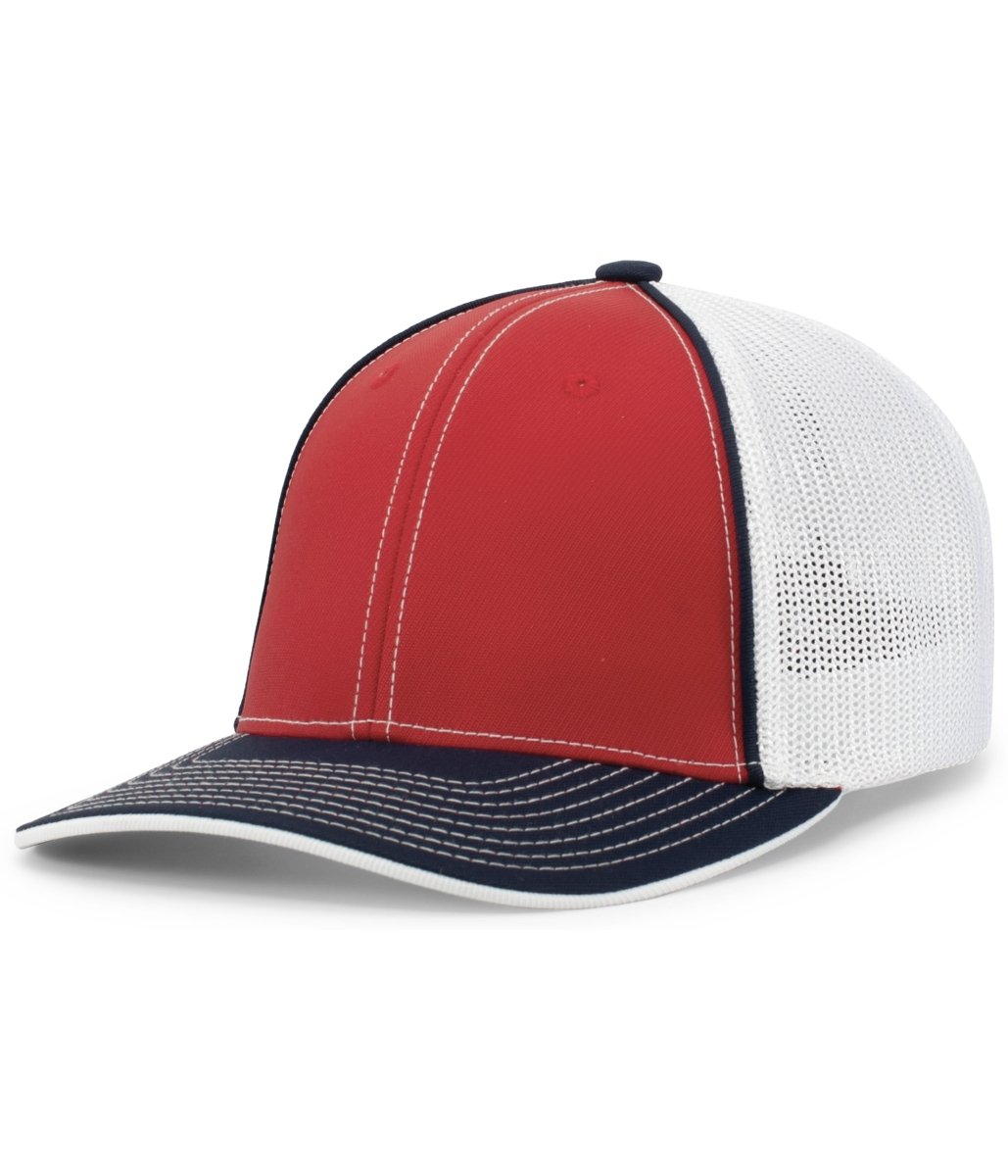 Pacific Headwear Trucker Flexfit® Cap 404F RED/WHITE/NAVY S/M