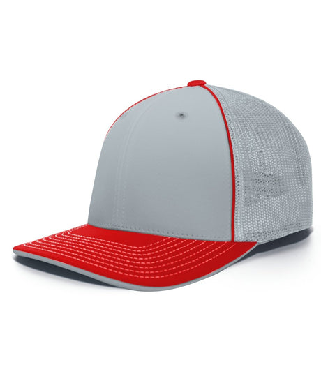 Pacific Headwear Trucker Flexfit® Cap 404F SILVER/RED S/M