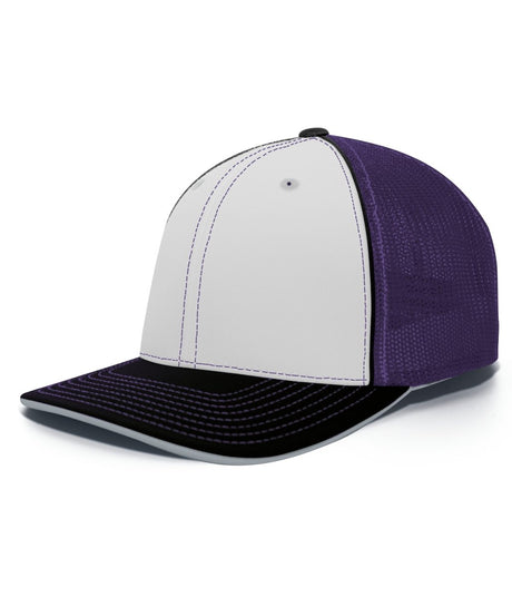 Pacific Headwear Trucker Flexfit® Cap 404F WHITE/PURPLE/BLACK S/M