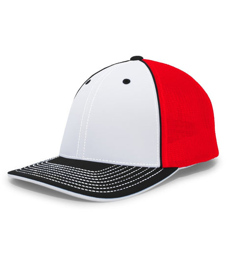 Pacific Headwear Trucker Flexfit® Cap 404F WHITE/RED/BLACK S/M