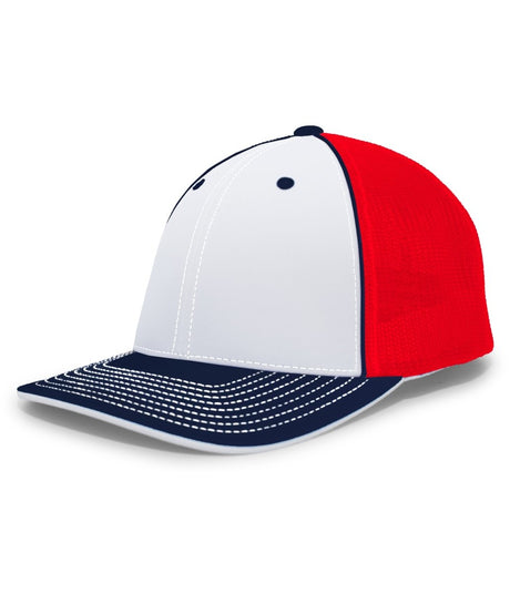 Pacific Headwear Trucker Flexfit® Cap 404F WHITE/RED/NAVY S/M