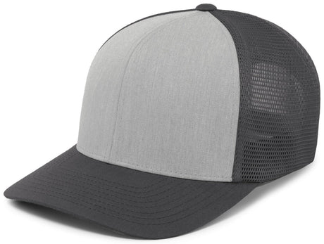 Pacific Headwear Trucker PacFlex Snapback Cap - Pacific Headwear P151 HEATHER GREY/LIGHT CHARCOAL/LI OS