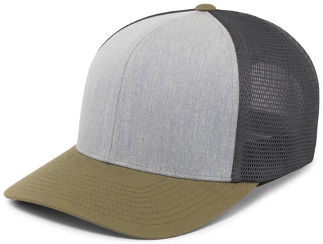 Pacific Headwear Trucker PacFlex Snapback Cap - Pacific Headwear P151 HEATHER GREY/LIGHT CHARCOAL/MO OS