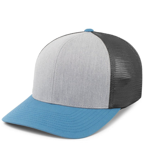 Pacific Headwear Trucker PacFlex Snapback Cap - Pacific Headwear P151 HEATHER GREY/LIGHT CHARCOAL/OC OS