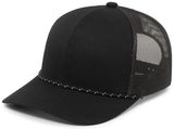 Pacific Headwear Trucker Snapback Braid Cap 104BR BLACK OS