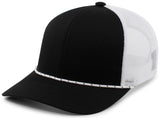 Pacific Headwear Trucker Snapback Braid Cap 104BR BLACK/WHITE/BLACK OS