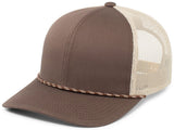Pacific Headwear Trucker Snapback Braid Cap 104BR BROWN/KHAKI/BROWN OS