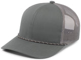 Pacific Headwear Trucker Snapback Braid Cap 104BR GRAPHITE OS