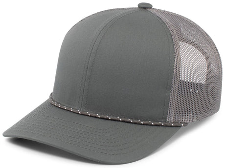 Pacific Headwear Trucker Snapback Braid Cap 104BR GRAPHITE OS