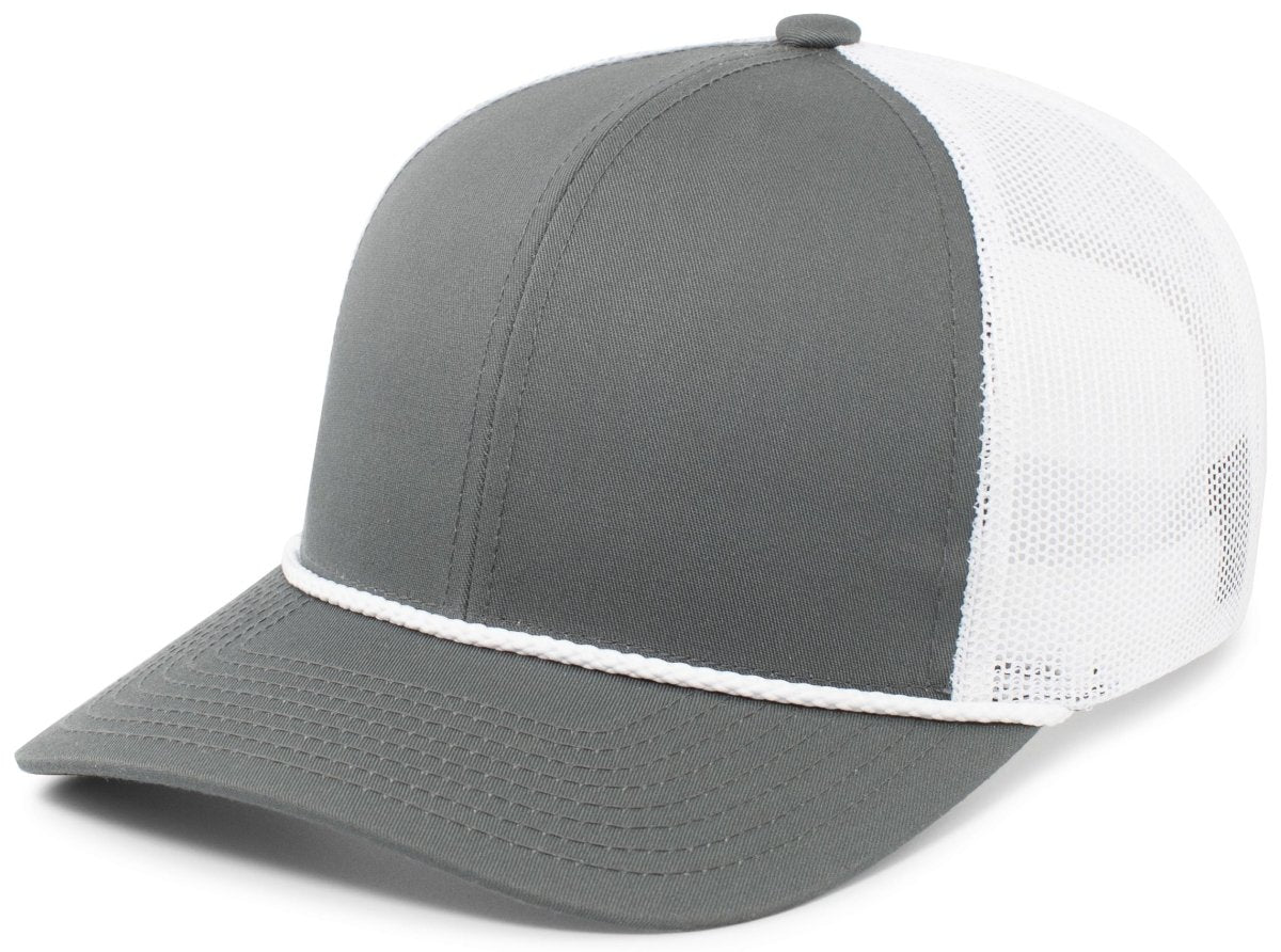 Pacific Headwear Trucker Snapback Braid Cap 104BR GRAPHITE/WHITE/GRAPHITE OS
