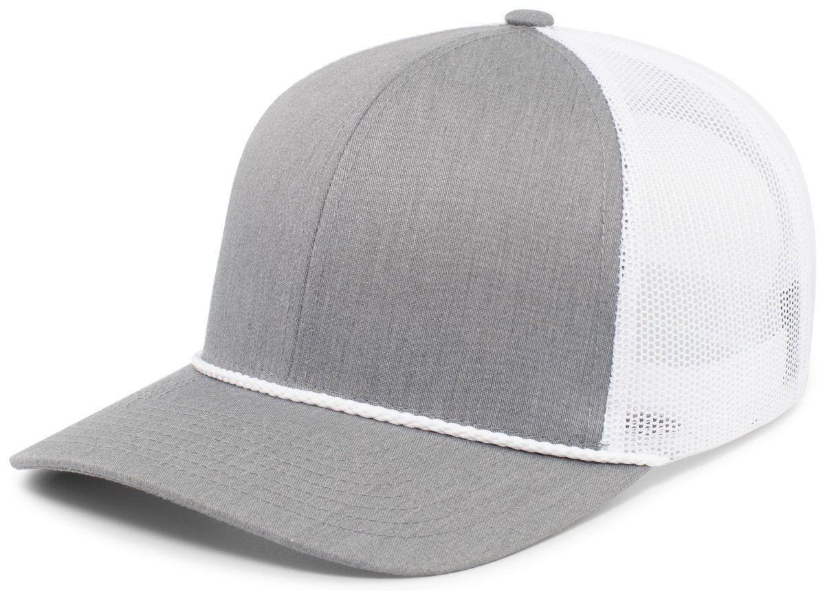 Pacific Headwear Trucker Snapback Braid Cap 104BR HEATHER GREY/WHITE/HEATHER GRE OS