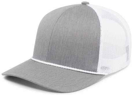 Pacific Headwear Trucker Snapback Braid Cap 104BR HEATHER GREY/WHITE/HEATHER GRE OS