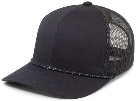 Pacific Headwear Trucker Snapback Braid Cap 104BR NAVY OS