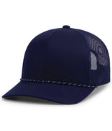 Pacific Headwear Trucker Snapback Braid Cap 104BR TRUE NAVY OS