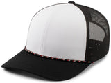 Pacific Headwear Trucker Snapback Braid Cap 104BR WHITE/BLACK/BLACK OS